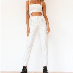 Tiger Mist Norah Pant White NWT Pinstripe Medium